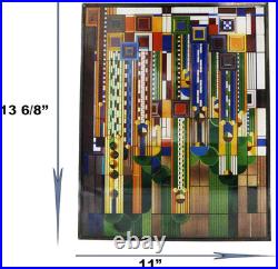 Ebros Frank Lloyd Wright Metal Framed Saguaro Cactus Flowers Stained Glass Art D