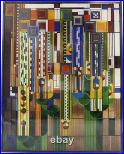 Ebros Frank Lloyd Wright Metal Framed Saguaro Cactus Flowers Stained Glass Art D