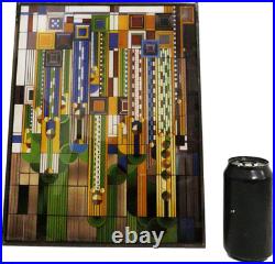 Ebros Frank Lloyd Wright Metal Framed Saguaro Cactus Flowers Stained Glass Art D