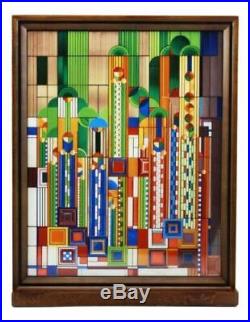 Ebros Frank Lloyd Wright Saguaro Forms & Cactus Flowers Stained Glass Decor 15H