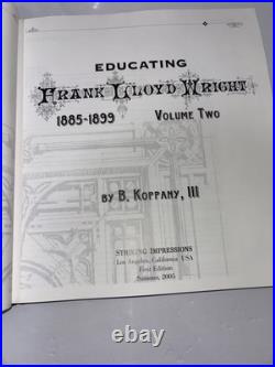 Educating Frank Lloyd Wright Koppany 3 Volumes Comprehensive Books