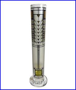 Egizia Frank Lloyd Wright Tree of Life 12 Glass Cylinder Vase Enamel Gold Leaf