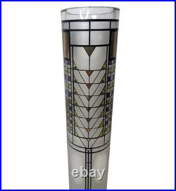 Egizia Frank Lloyd Wright Tree of Life 12 Glass Cylinder Vase Enamel Gold Leaf
