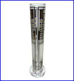 Egizia Frank Lloyd Wright Tree of Life 12 Glass Cylinder Vase Enamel Gold Leaf
