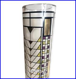 Egizia Frank Lloyd Wright Tree of Life 12 Glass Cylinder Vase Enamel Gold Leaf