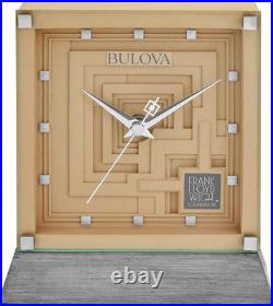 Ennis Table Clock B7755 7? Frank Lloyd Wright Mayan Revival Resin Case with Wa