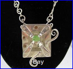 Estate Artist Engraved To Frank Lloyd Wright Aventurine Sterling Silver Necklace
