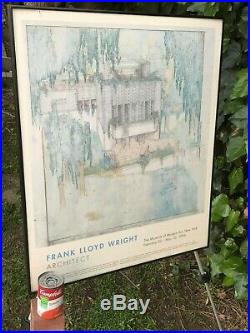 FRANK LLOYD WRIGHT 1994 ORIGINAL EXHIBITION POSTER Millard House Vintage Framed