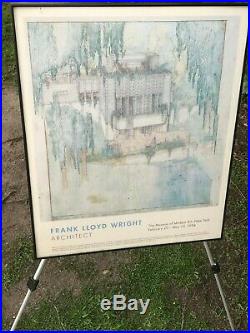FRANK LLOYD WRIGHT 1994 ORIGINAL EXHIBITION POSTER Millard House Vintage Framed