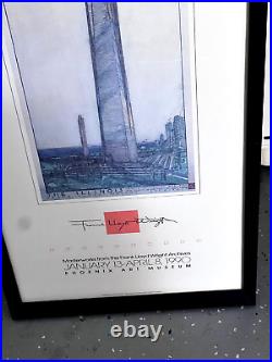 FRANK LLOYD WRIGHT Art Expo Print ILLINOIS BUILDING art expo 1990 framed RARE