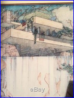 FRANK LLOYD WRIGHT Fallingwater, Mill Run Exhibition Print MOMA 1994 Framed