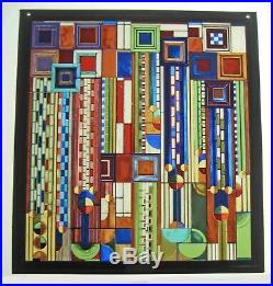 FRANK LLOYD WRIGHT Foundation Tag Stained Glass withVIBRANT SAGUARO COLOR ARRAY