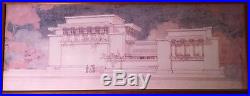 FRANK LLOYD WRIGHT Large Framed Unity Temple Chicago 36 wide x 18 high