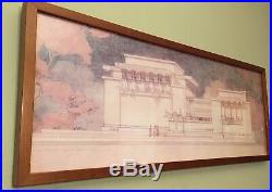 FRANK LLOYD WRIGHT Large Framed Unity Temple Chicago 36 wide x 18 high