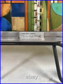FRANK LLOYD WRIGHT MCM Design SAGUARO FORMS Stained Art Glass Sun Catcher Panel