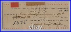 FRANK LLOYD WRIGHT SIGNED CHECK DATED November 24, 1947. Beautiful