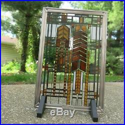 FRANK LLOYD WRIGHT STAINED GLASS AUTUMN SUMAC DANA THOMAS HOUSE WINDOW With STAND