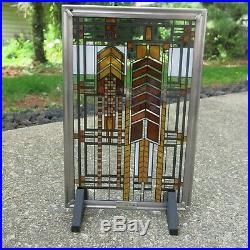 FRANK LLOYD WRIGHT STAINED GLASS AUTUMN SUMAC DANA THOMAS HOUSE WINDOW With STAND