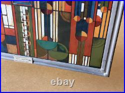 FRANK LLOYD WRIGHT Saguaro Forms & Cactus Flowers Stained Glass Panel with Chain