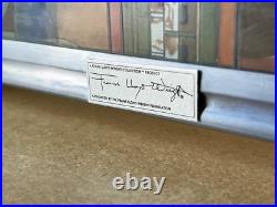 FRANK LLOYD WRIGHT Saguaro Forms & Cactus Flowers Stained Glass Panel with Chain