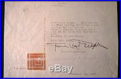 FRANK LLOYD WRIGHT Signed LETTER ULTRA RARE ARCHITECTURE 1957