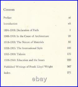FRANK LLOYD Wright on Architecture Selected Writings 1894-1940 (1941, Gutheim)
