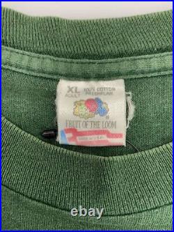 FRUIT OF THE LOOM T Shirt XL Cotton Green Solid 90s Frank Lloyd Wright Used