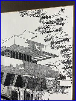 Falling Waters Frank Lloyd Wright Original Signed Architecture Drawing VTG 1930