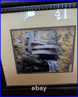 Framed American Folk Art 20x18, Frank Lloyd Wright Falling Water, Vintage