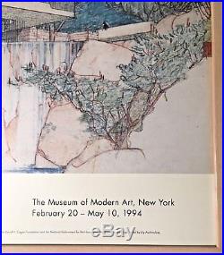 Framed Frank Lloyd Wright Poster Fallingwater MOMA Exhibit 1994 EUC
