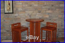 Frank LLoyd Wright Pub Table and Two Stools