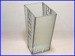 Frank LLoyd Wright Style leaded Glass Vase Mid Century Modern Deco 11 x 7 x 4.5