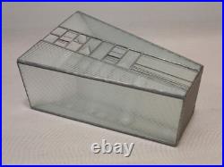 Frank LLoyd Wright Style leaded Glass Vase Mid Century Modern Deco 11 x 7 x 4.5