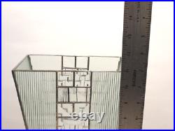 Frank LLoyd Wright Style leaded Glass Vase Mid Century Modern Deco 11 x 7 x 4.5