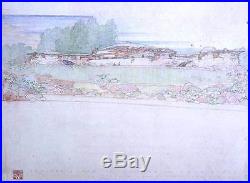 Frank Lloyd WRIGHT Lithograph #ed LIMITED 52x38cm Kaufmann House +Custom FRAME