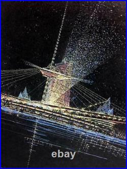 Frank Lloyd WRIGHT Lithograph #'ed Ltd Ed. Suspension Bridge Pittsburgh withFRAME