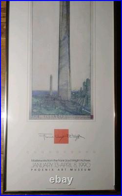 Frank Lloyd Wright 1990 Phoenix Art Museum Exhibition Poster 11 x 36 Rare Vtg