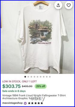 Frank Lloyd Wright 1994 Vintage Falling Water T-Shirt Size Large