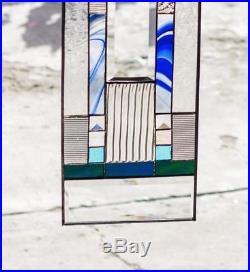 Frank Lloyd Wright Abstract Contemporary Tiffany Stained Glass Round Window #2