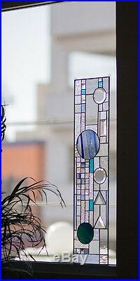 Frank Lloyd Wright Abstract Contemporary Tiffany Stained Glass Round Window Panl