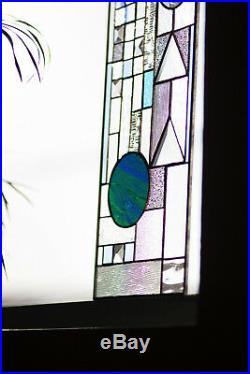 Frank Lloyd Wright Abstract Contemporary Tiffany Stained Glass Round Window Panl