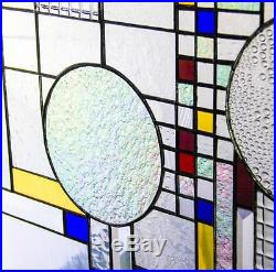 Frank Lloyd Wright Abstract Tiffany Stained Glass Window Panel Geometric 24 INCH