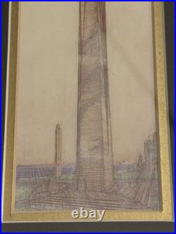 Frank Lloyd Wright Architectural Art Print The Illinois Framed MCM Skyscraper