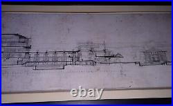 Frank Lloyd Wright Architectural Drawing Imperial Hotel Tokyo Framed Scarce