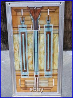 Frank Lloyd Wright Art Deco Oak Park Skylight Stained Glass Panel Lead Frame 13