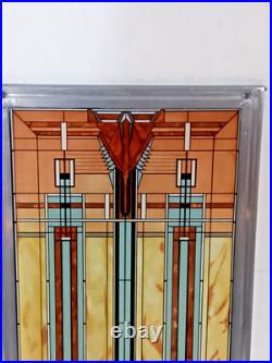 Frank Lloyd Wright Art Deco Oak Park Skylight Stained Glass Panel Lead Frame 13