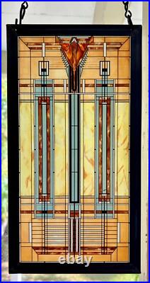 Frank Lloyd Wright Art Deco Oak Park Skylight Stained Glass Panel Lead Frame 13