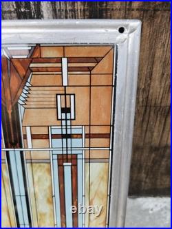 Frank Lloyd Wright Art Deco Oak Park Skylight Stained Glass Panel Lead Frame 13