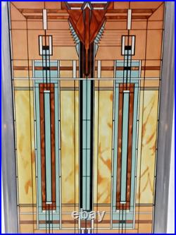 Frank Lloyd Wright Art Deco Oak Park Skylight Stained Glass Panel Lead Frame 13