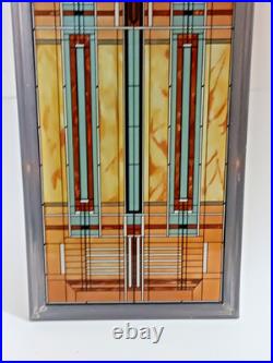 Frank Lloyd Wright Art Deco Oak Park Skylight Stained Glass Panel Lead Frame 13